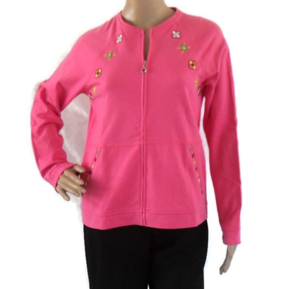 NEW Onque Casuals 100% Cotton Pink Floral Jacket - Picture 3 of 8